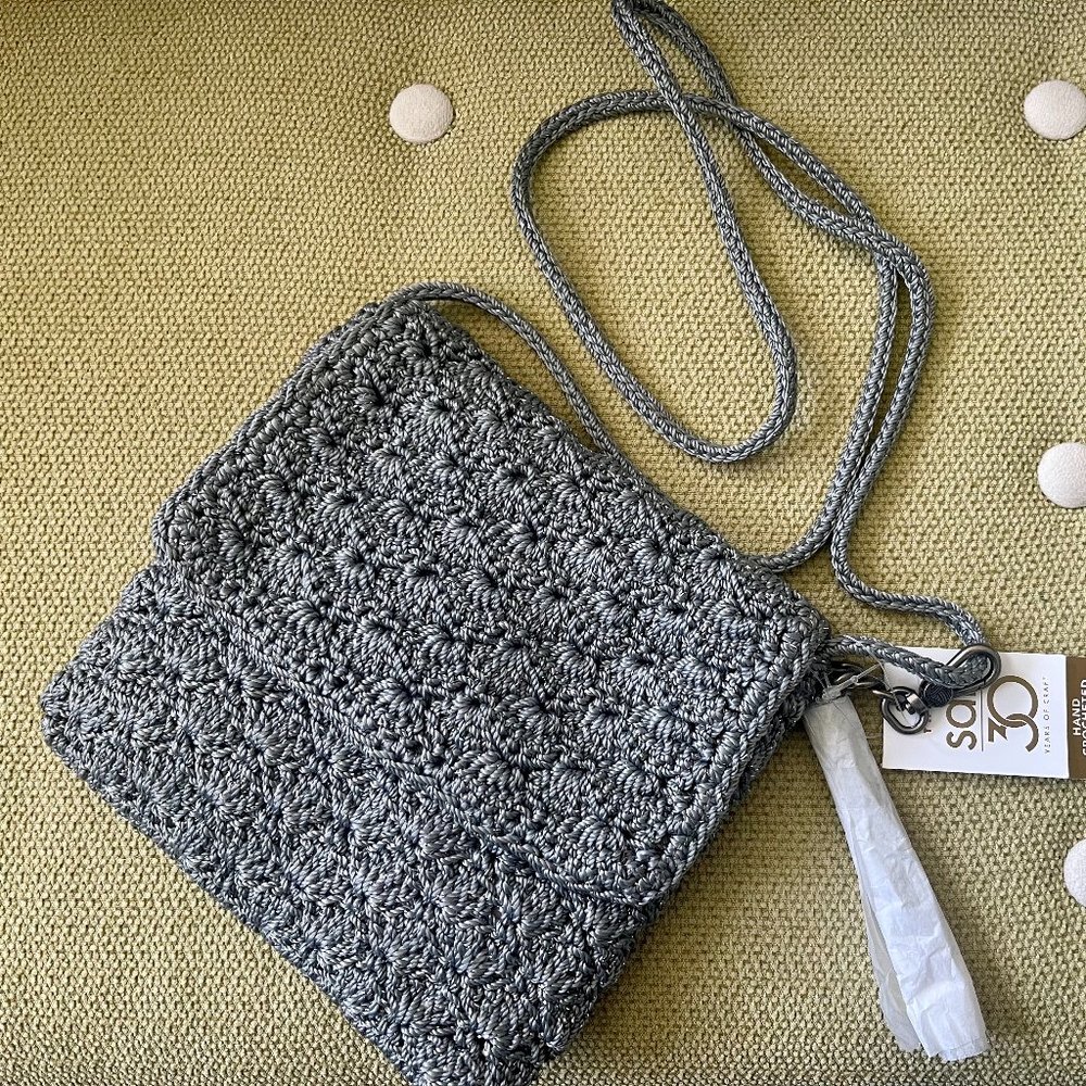 Silver/Gray Hand Crochet The Sak 30 Crossbody Purse